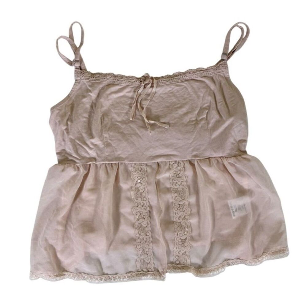 Brandy Melville Pink Cottage Tank Top With Sheer Bottom O/S